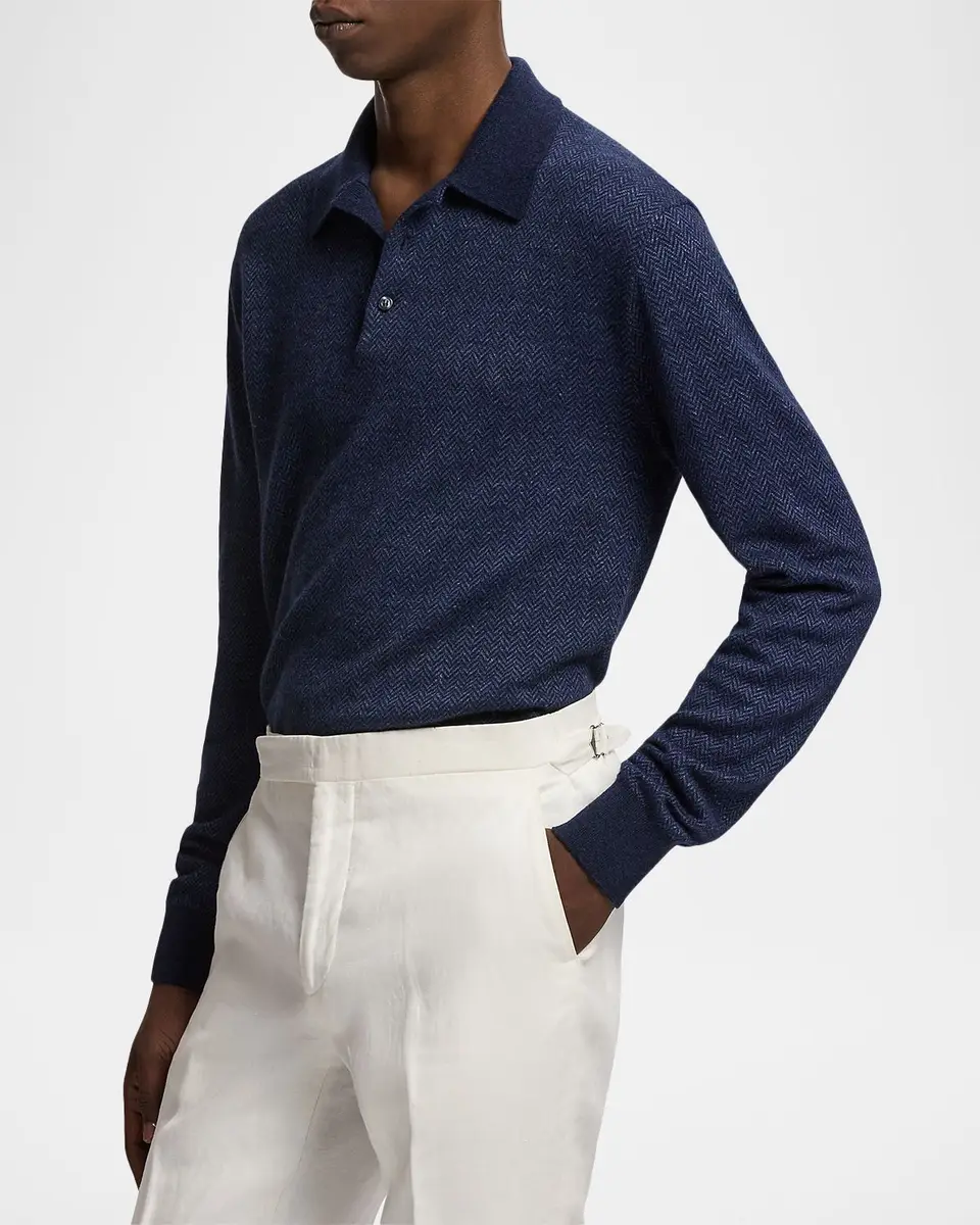 Ralph Lauren Purple Label Men's Linen-Cashmere Polo Sweater | Thumbnail 6 Ralph Lauren Purple Label Men's Linen-Cashmere Polo Sweater | Thumbnail 6