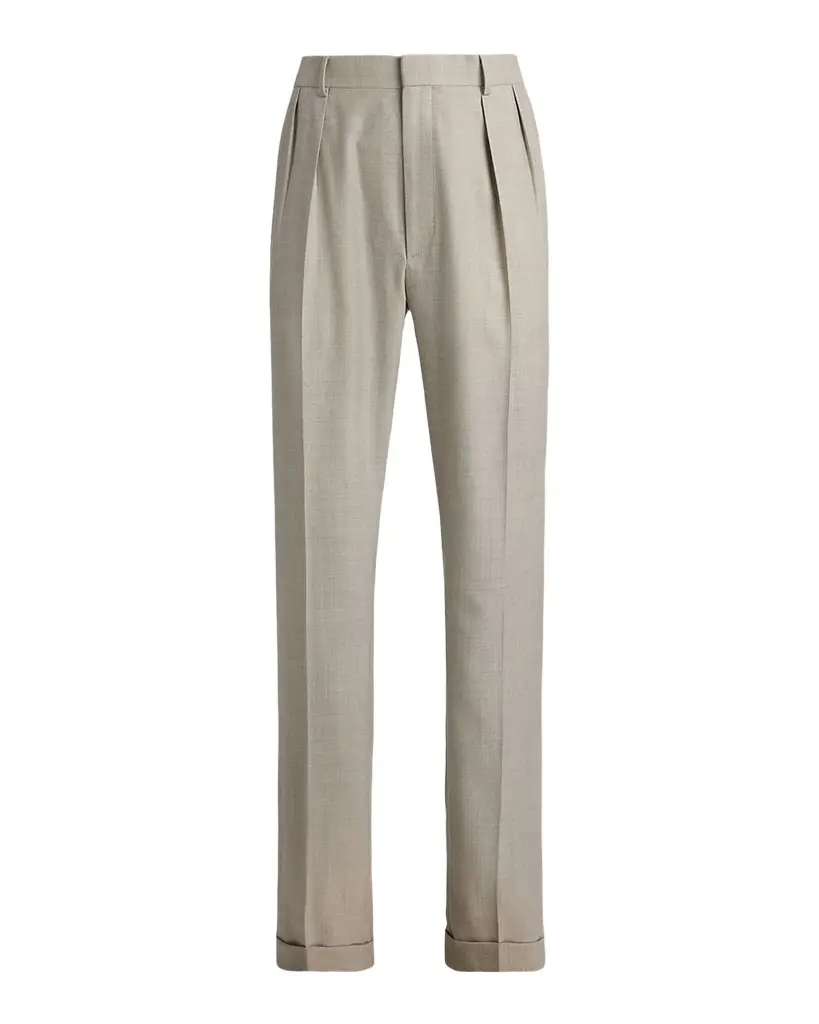 Ralph Lauren Purple Label Men's Cotton-Stretch Straight Leg Pleated Trousers | Image 1 Ralph Lauren Purple Label Men's Cotton-Stretch Straight Leg Pleated Trousers | Image 1