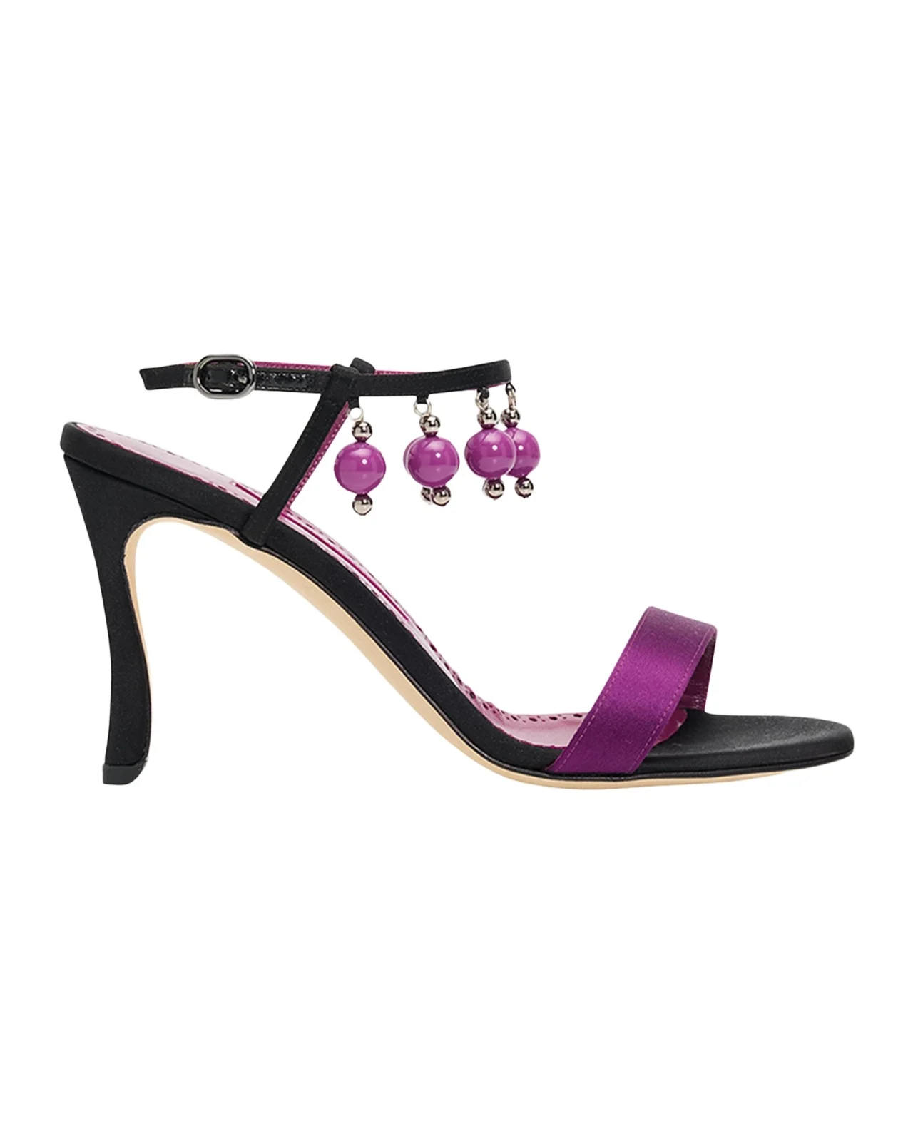 Manolo Blahnik 90mm Kasasan Beaded Satin Sandals