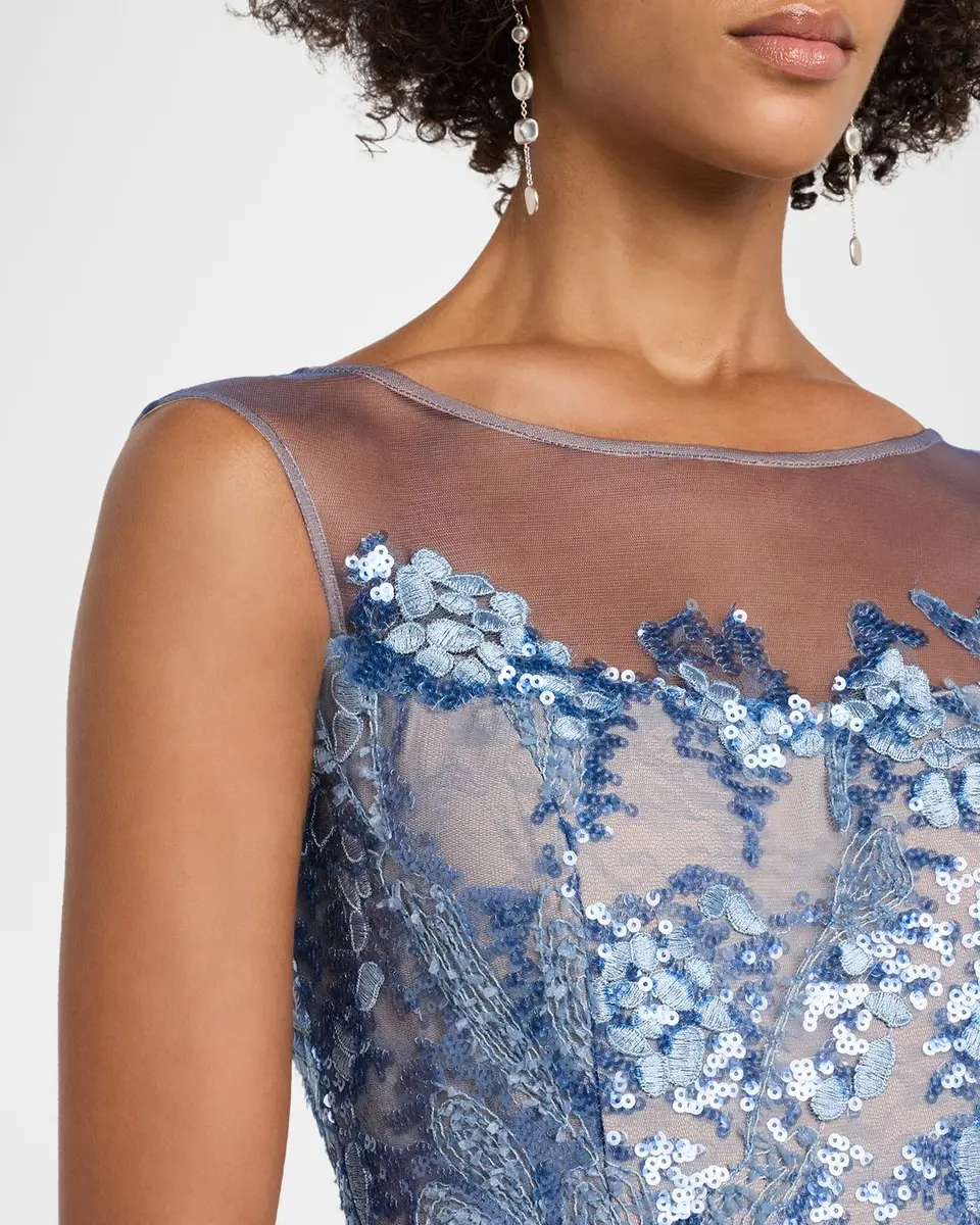 Rene Ruiz Collection Illusion Tulle & Fil Coupe Draped Gown | Thumbnail 5 Rene Ruiz Collection Illusion Tulle & Fil Coupe Draped Gown | Thumbnail 5