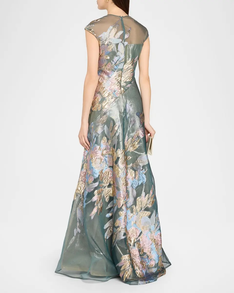 Rene Ruiz Collection Illusion Tulle & Fil Coupe Draped Gown | Thumbnail 3 Rene Ruiz Collection Illusion Tulle & Fil Coupe Draped Gown | Thumbnail 3
