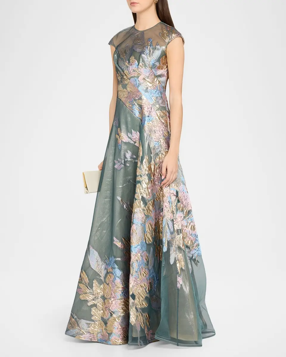 Rene Ruiz Collection Illusion Tulle & Fil Coupe Draped Gown | Thumbnail 4 Rene Ruiz Collection Illusion Tulle & Fil Coupe Draped Gown | Thumbnail 4