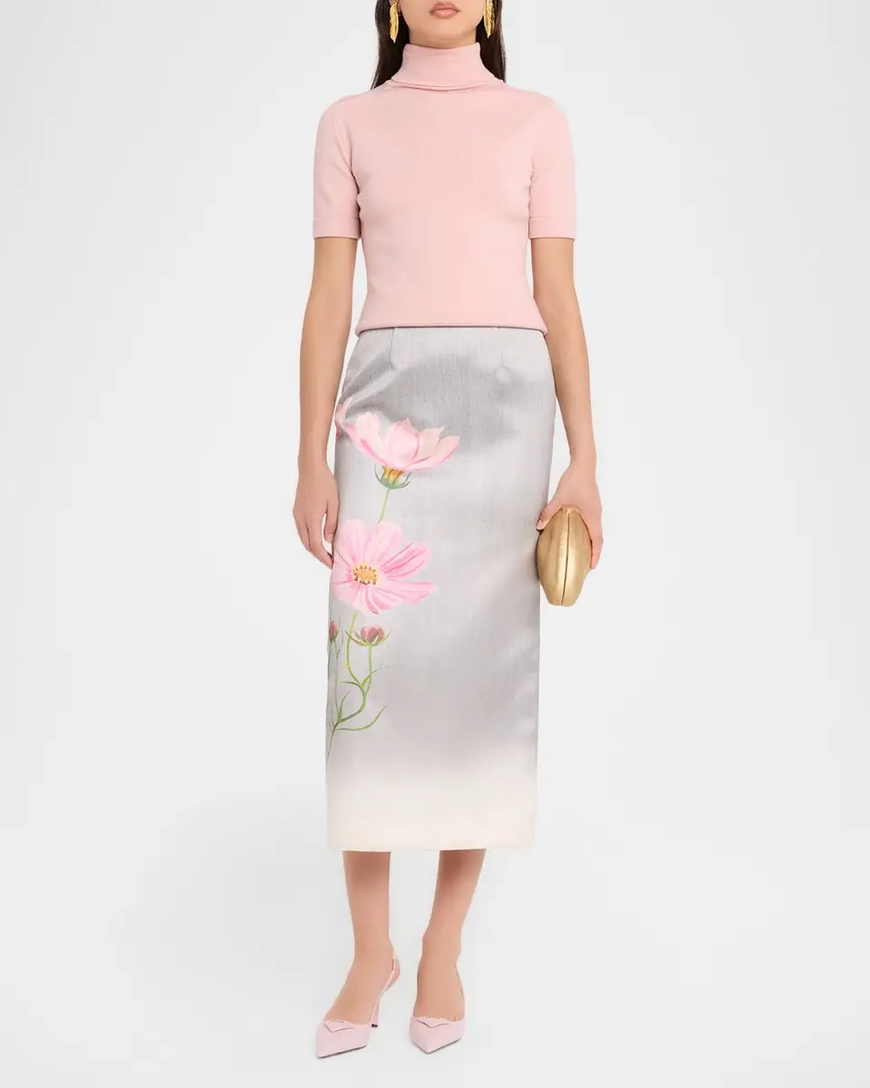 Oscar de la Renta Turtleneck Short-Sleeve Wool Sweater | Thumbnail 2 Oscar de la Renta Turtleneck Short-Sleeve Wool Sweater | Thumbnail 2