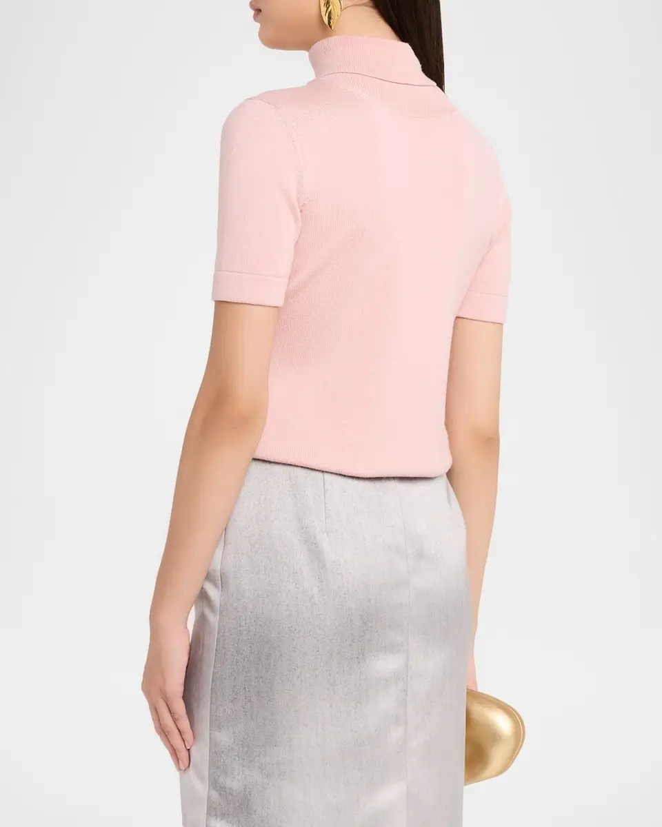 Oscar de la Renta Turtleneck Short-Sleeve Wool Sweater | Thumbnail 3 Oscar de la Renta Turtleneck Short-Sleeve Wool Sweater | Thumbnail 3