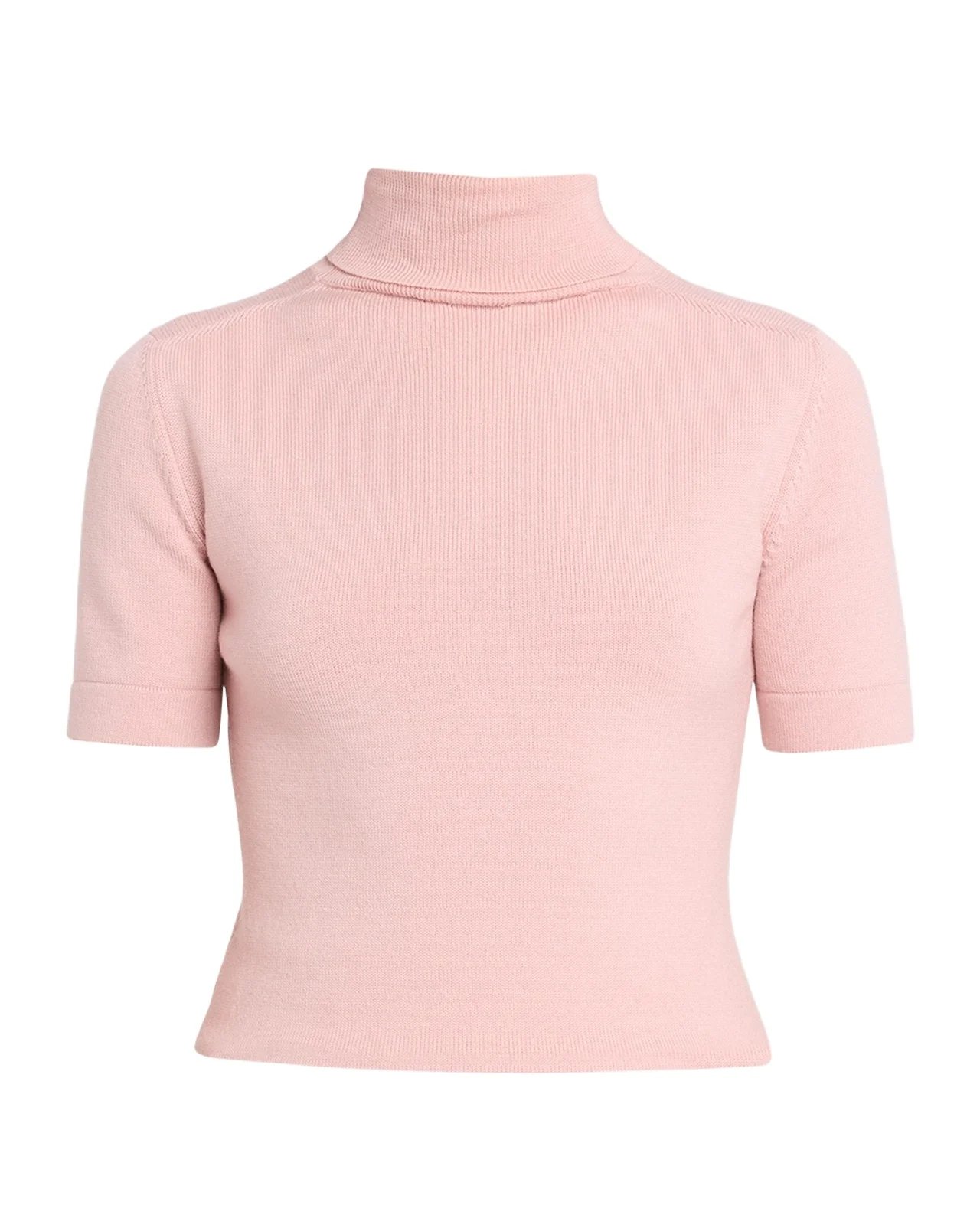 Turtleneck Short-Sleeve Wool Sweater