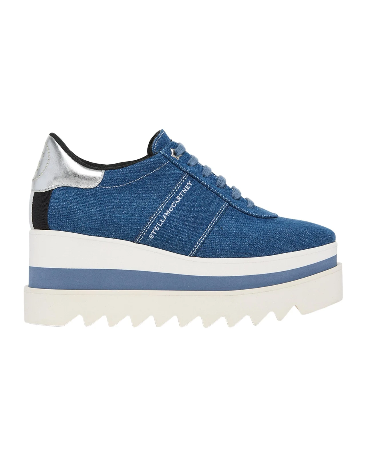 Sneak-Elyse Denim Toothed-Sole Platform Sneakers Sneak-Elyse Denim Toothed-Sole Platform Sneakers