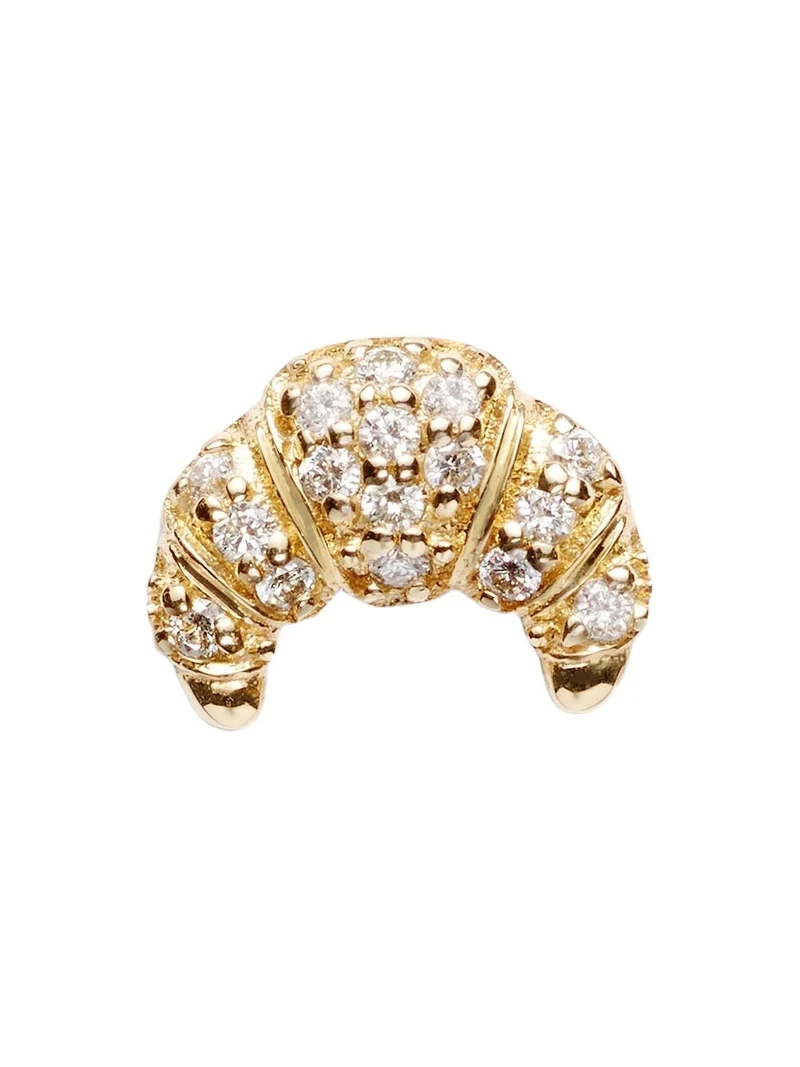Sydney Evan Croissant Small 14kt gold single stud earring with diamonds