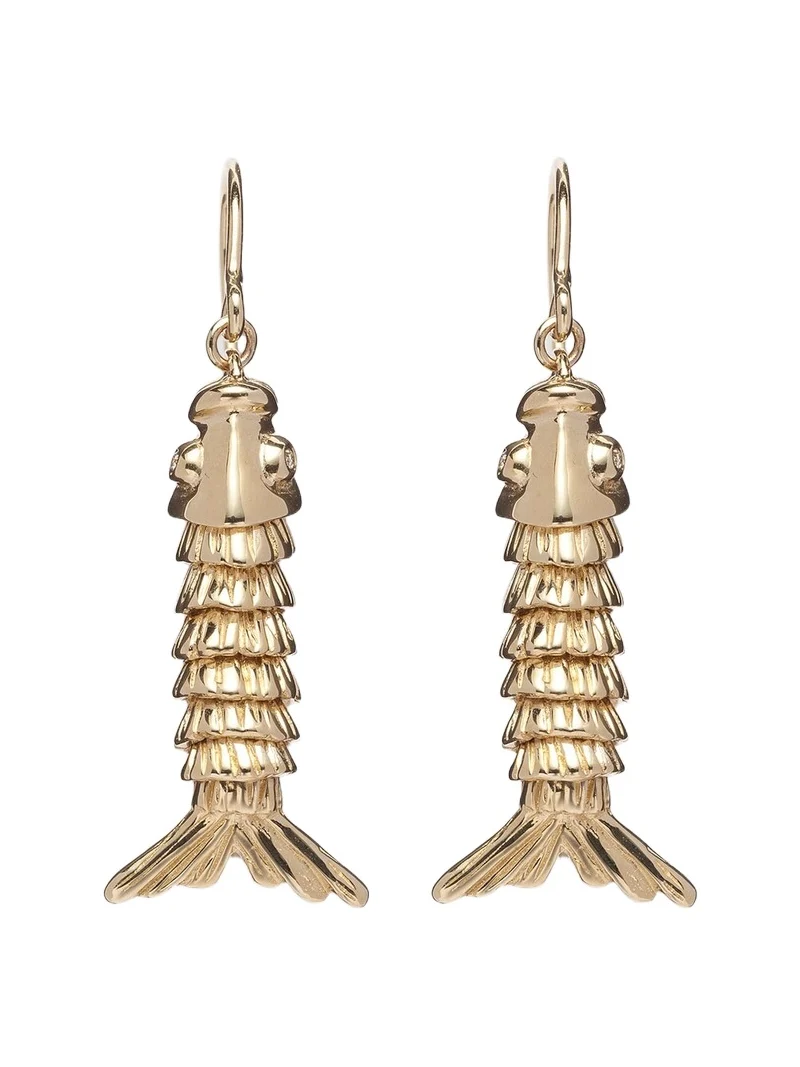 Sydney Evan Moving Fish 14kt gold earrings with diamonds