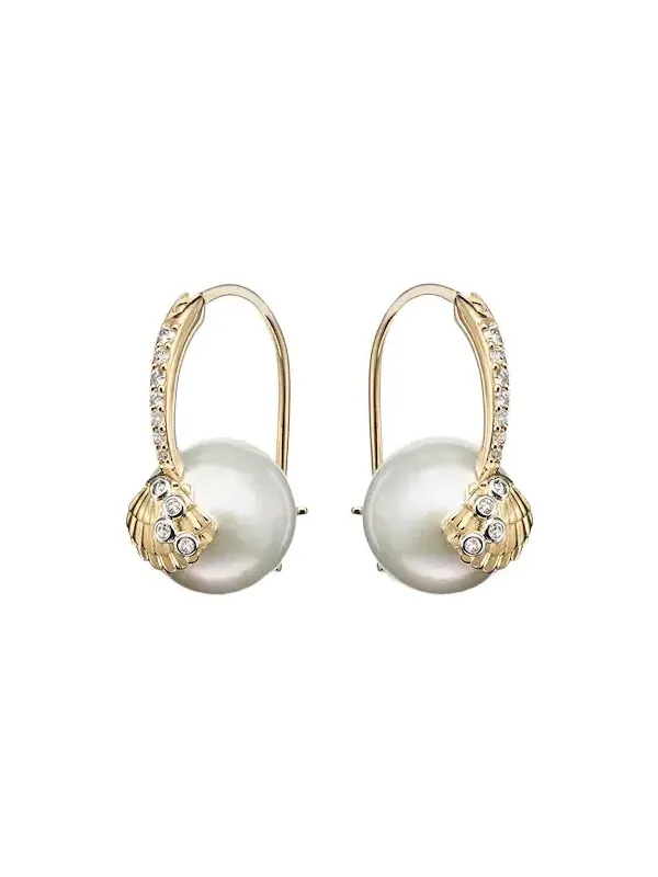 14kt gold earrings with pearls and diamonds 14kt gold earrings with pearls and diamonds