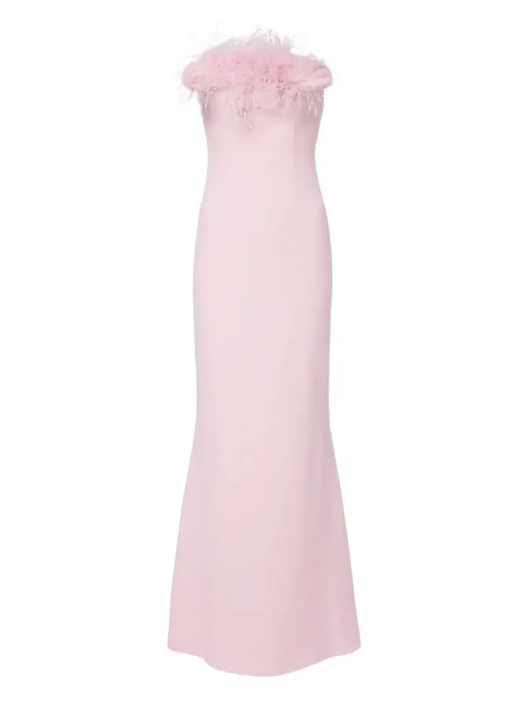 Soshin feather-trimmed crêpe gown Soshin feather-trimmed crêpe gown