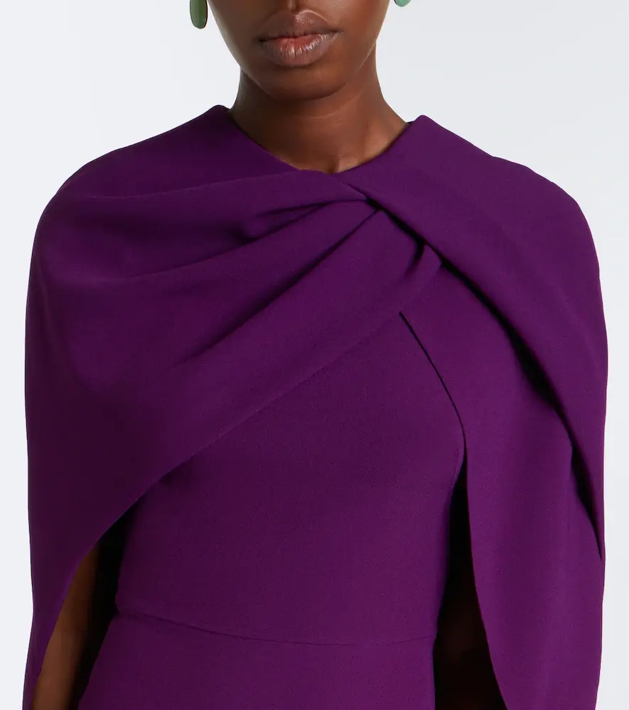 Safiyaa Oria caped crêpe midi dress | Thumbnail 2 Safiyaa Oria caped crêpe midi dress | Thumbnail 2