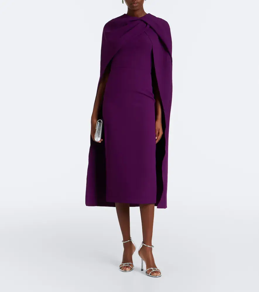 Safiyaa Oria caped crêpe midi dress | Thumbnail 3 Safiyaa Oria caped crêpe midi dress | Thumbnail 3
