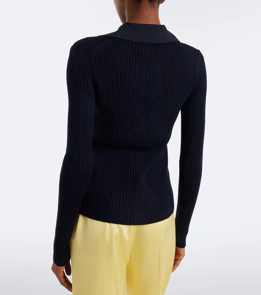 Jil Sander Cutout ribbed-knit wool polo sweater | Thumbnail 2