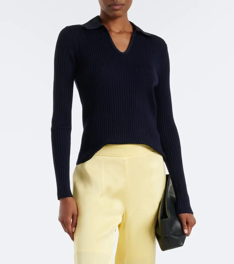 Jil Sander Cutout ribbed-knit wool polo sweater | Thumbnail 4