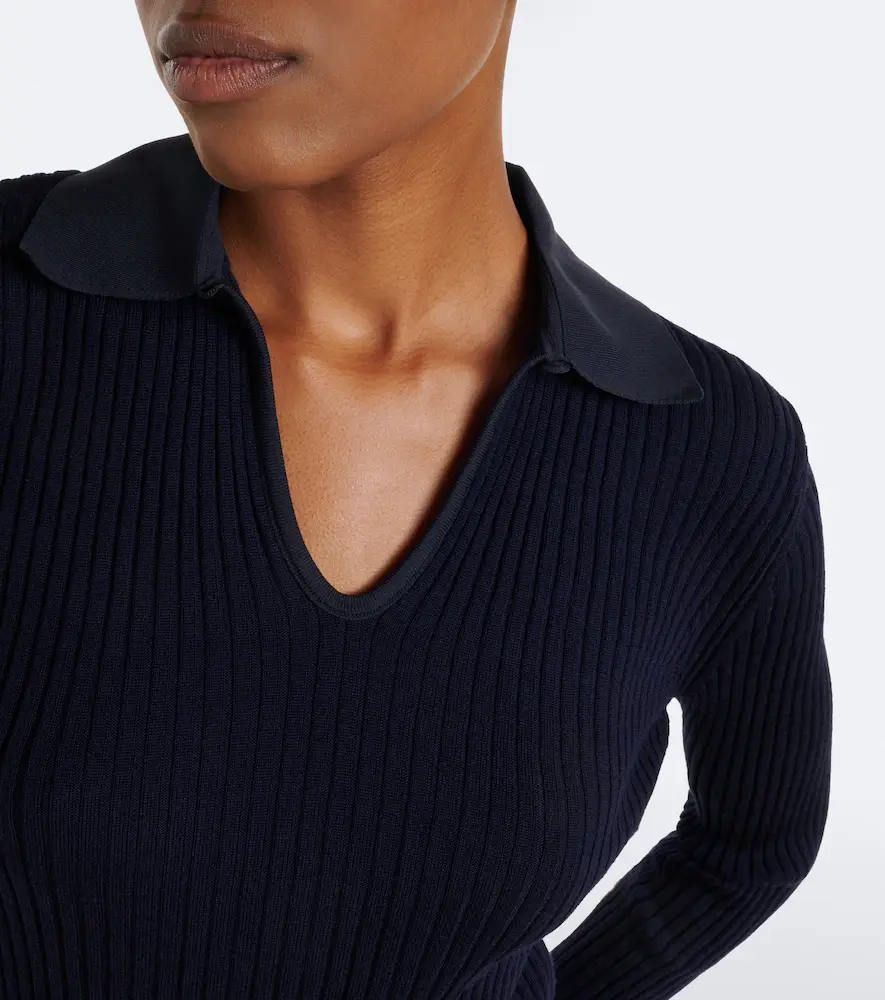 Jil Sander Cutout ribbed-knit wool polo sweater | Thumbnail 5