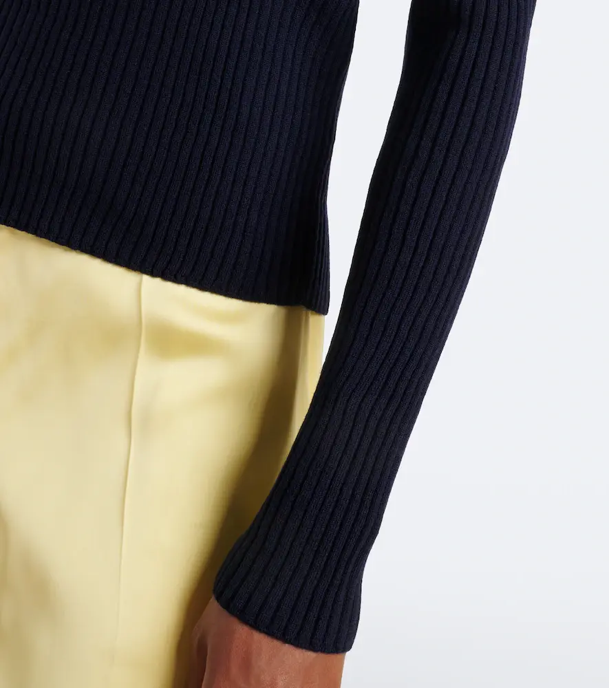 Jil Sander Cutout ribbed-knit wool polo sweater | Thumbnail 6