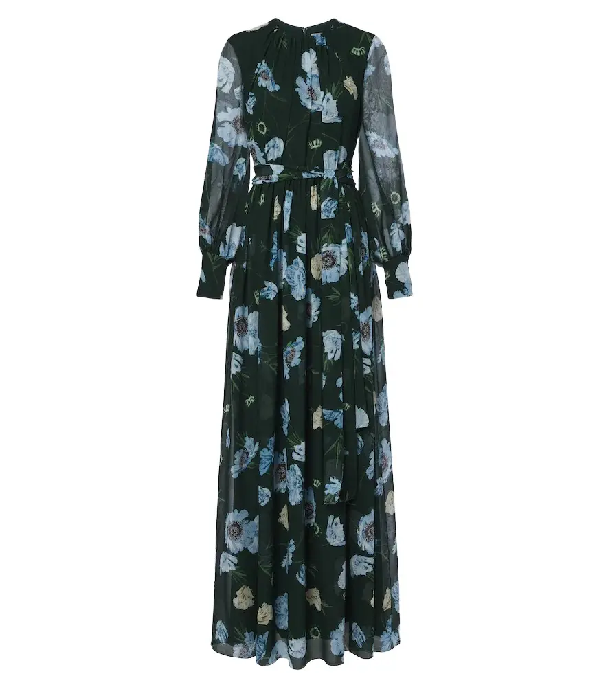 Erdem Floral silk voile gown