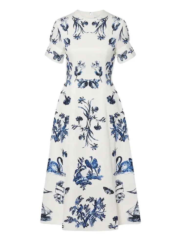 Floral cotton-blend faille midi dress Floral cotton-blend faille midi dress