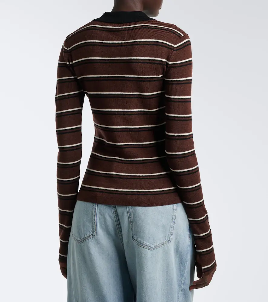 Ganni Striped wool polo sweater | Thumbnail 2