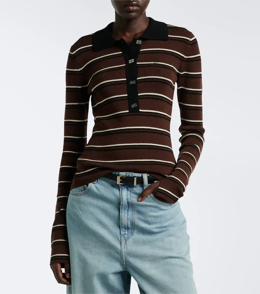 Ganni Striped wool polo sweater | Thumbnail 6