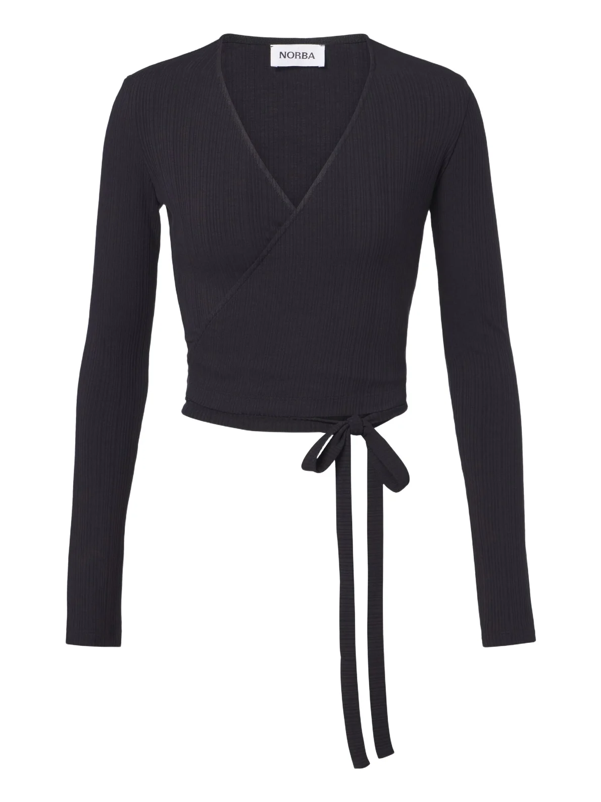 NORBA Ribbed-knit wrap top