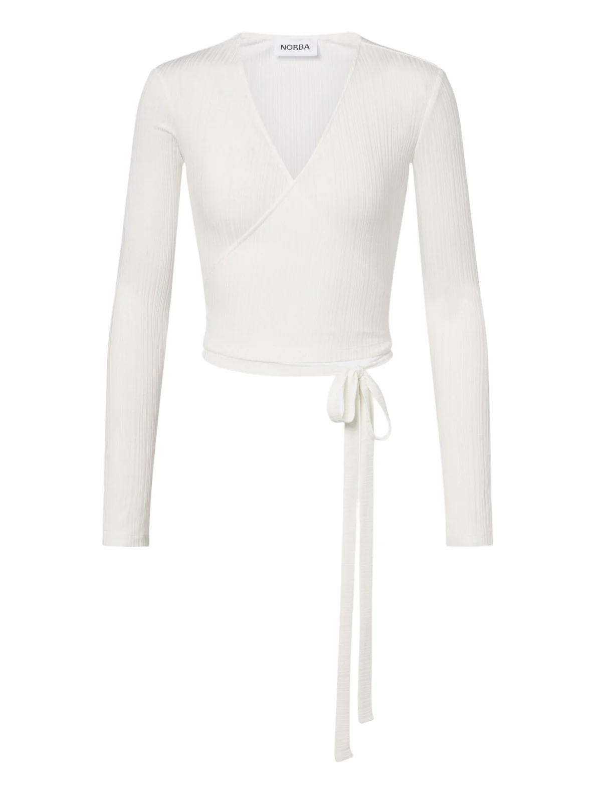 NORBA Ribbed-knit wrap top