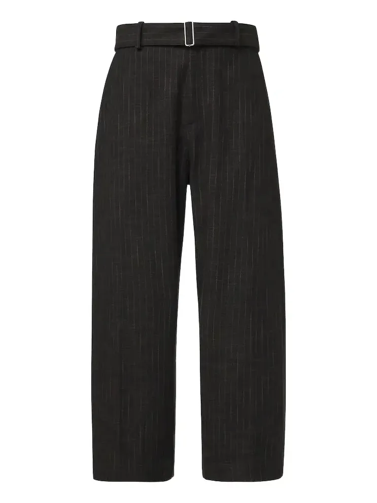 Checked cotton and wool-blend wide-leg pants