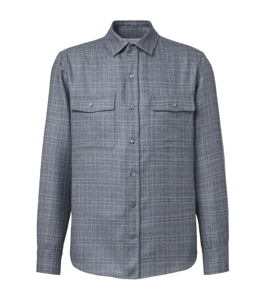 Agnona Checked wool, silk, and linen shirt | Image 1 Agnona Checked wool, silk, and linen shirt | Image 1