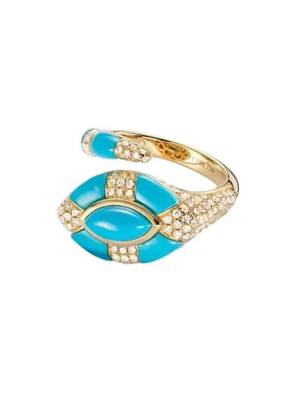 Riviera 18kt gold pinky ring with turquoise and diamonds Riviera 18kt gold pinky ring with turquoise and diamonds