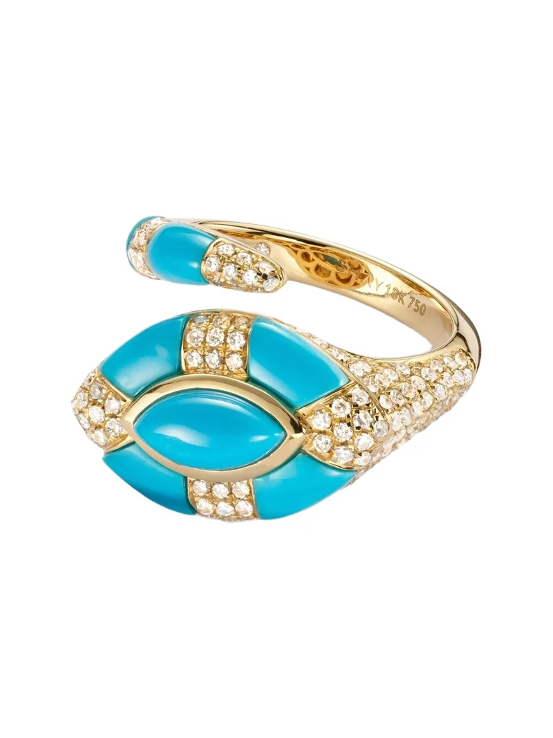 Riviera 18kt gold pinky ring with turquoise and diamonds Riviera 18kt gold pinky ring with turquoise and diamonds