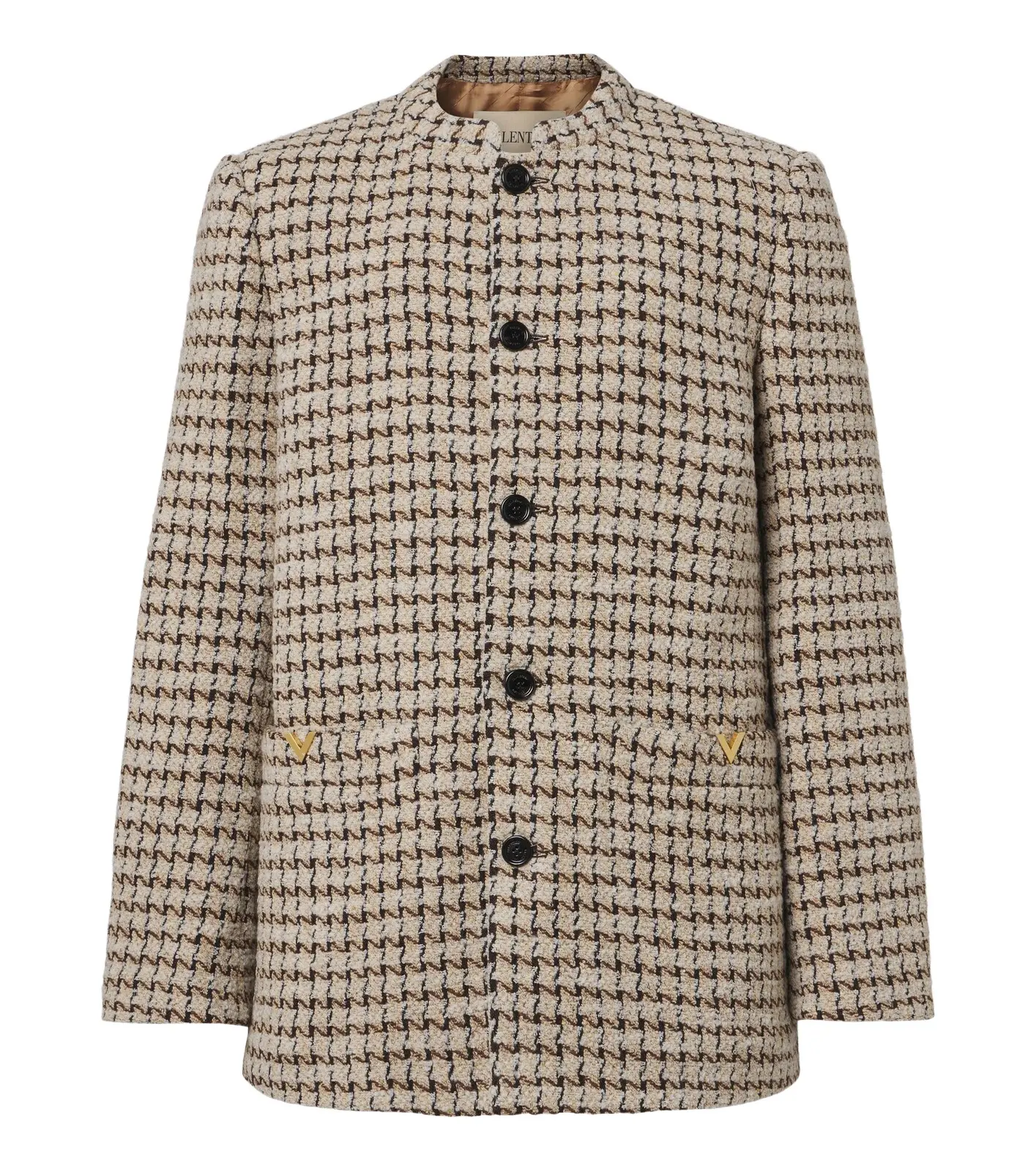 Valentino Garavani Houndstooth wool and silk-blend bouclé blazer