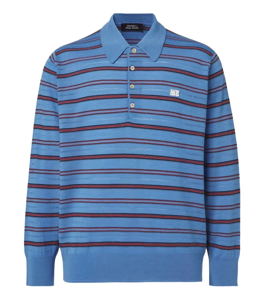 Wales Bonner Beam striped wool polo sweater | Image 1 Wales Bonner Beam striped wool polo sweater | Image 1
