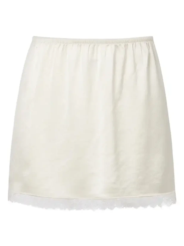 Barb lace-trimmed satin miniskirt