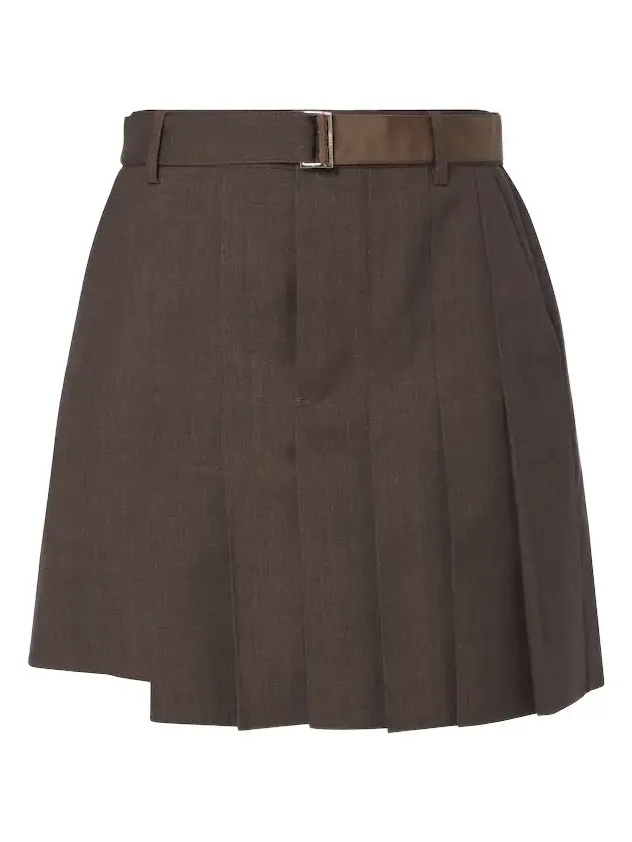 Sacai Pleated asymmetric wool skort