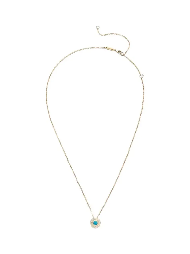 Suzanne Kalan Evil Eye 18kt gold pendant necklace with diamonds and turquoise