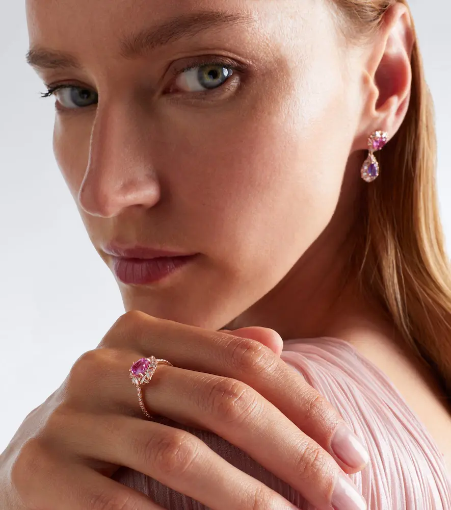 Suzanne Kalan 18kt rose gold ring with sapphire and diamonds | Thumbnail 3 Suzanne Kalan 18kt rose gold ring with sapphire and diamonds | Thumbnail 3