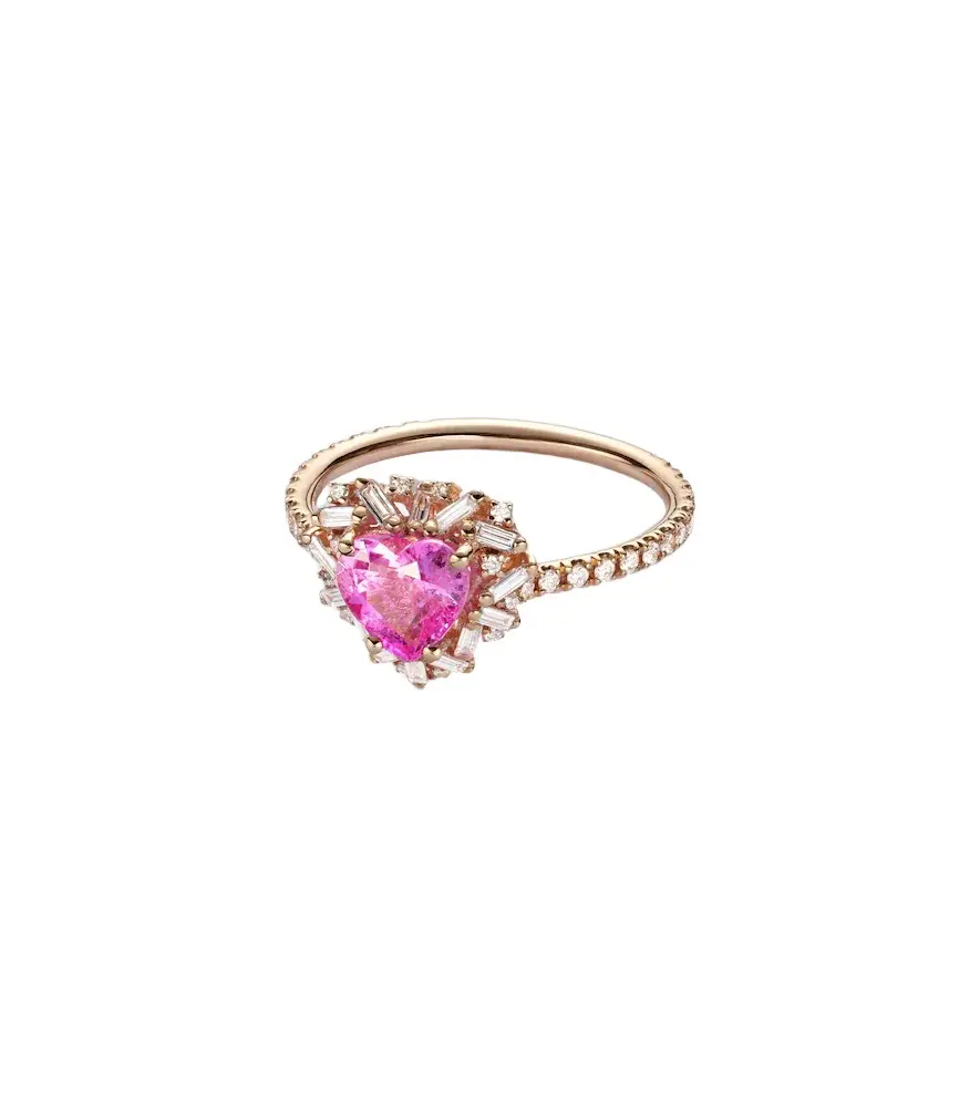 Suzanne Kalan 18kt rose gold ring with sapphire and diamonds