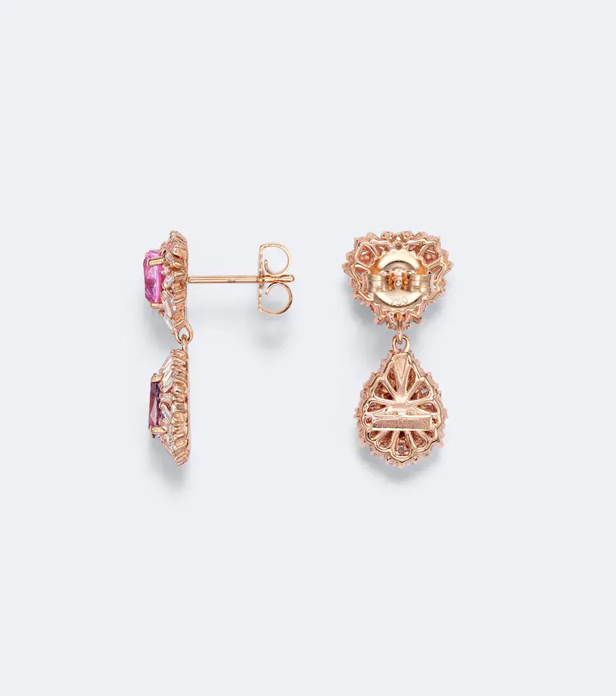 Suzanne Kalan 18kt rose gold drop earrings with sapphires and diamonds | Thumbnail 2