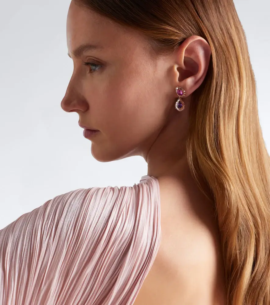 Suzanne Kalan 18kt rose gold drop earrings with sapphires and diamonds | Thumbnail 3