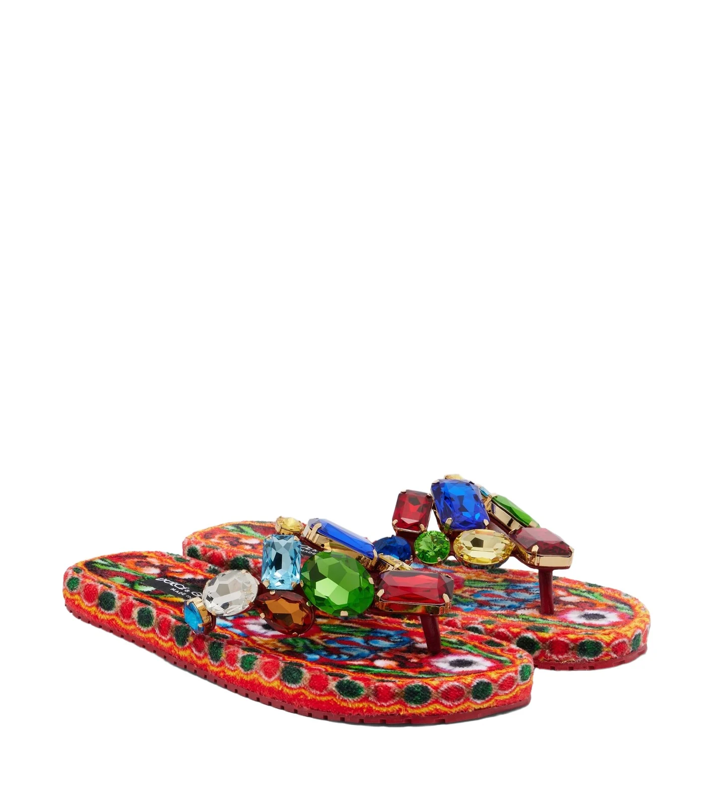 Dolce & Gabbana Embellished leather thong sandals