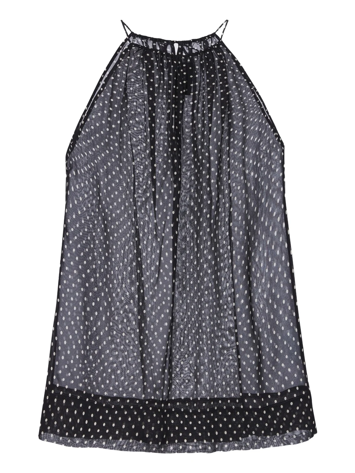 Nikki halterneck polka-dot silk top