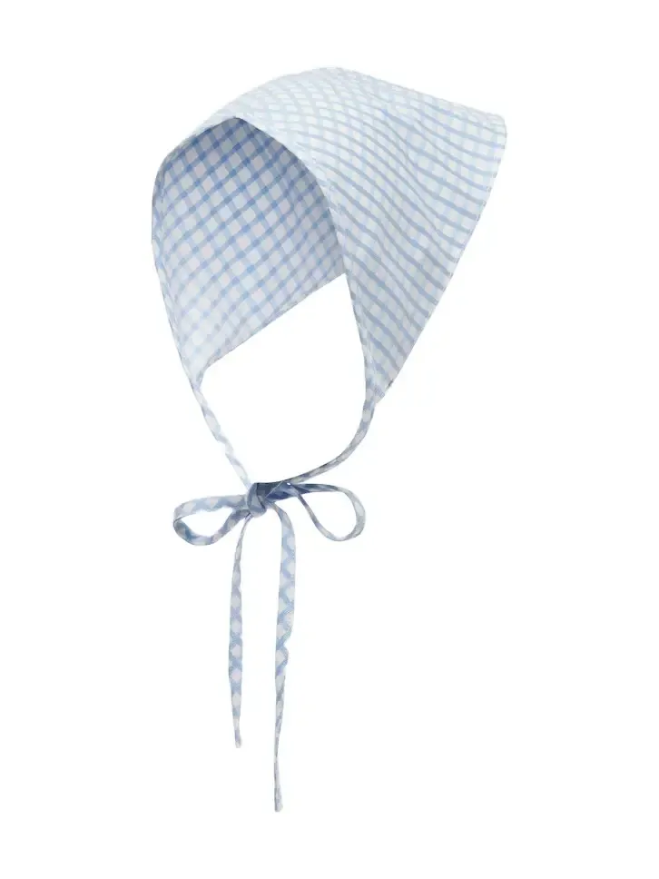 Lila checked cotton head scarf