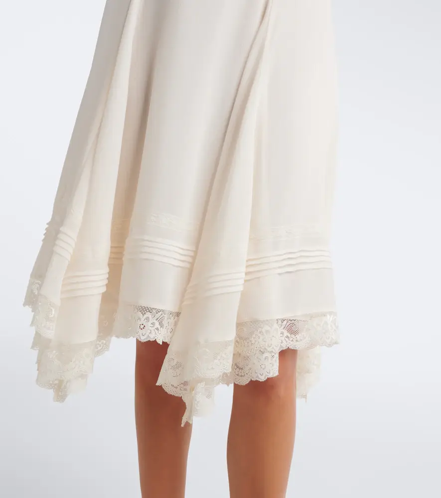 Xu Zhi Asymmetric lace-trimmed midi skirt | Thumbnail 3