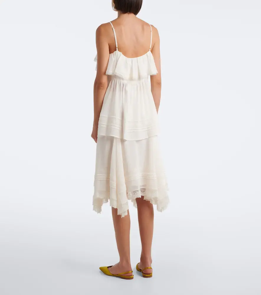 Xu Zhi Asymmetric lace-trimmed midi skirt | Thumbnail 4