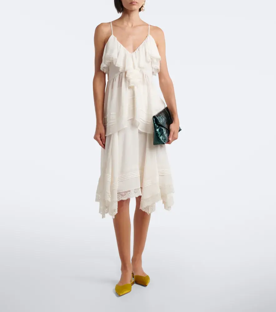 Xu Zhi Asymmetric lace-trimmed midi skirt | Thumbnail 5