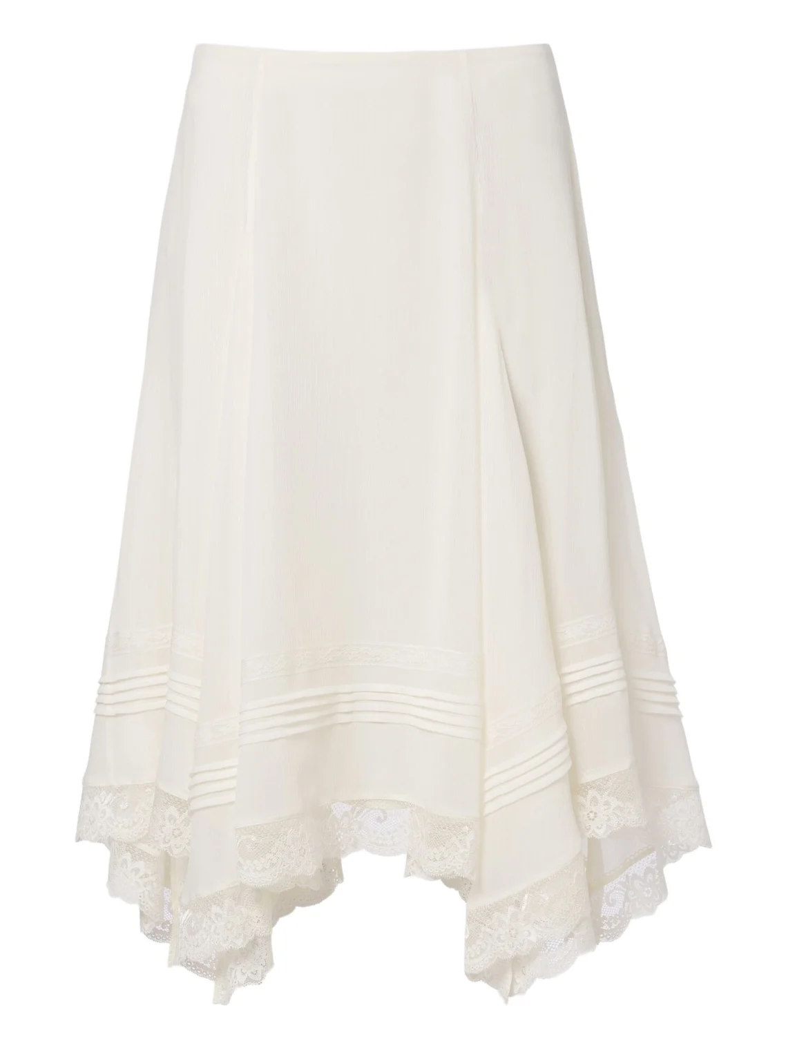 Asymmetric lace-trimmed midi skirt Asymmetric lace-trimmed midi skirt