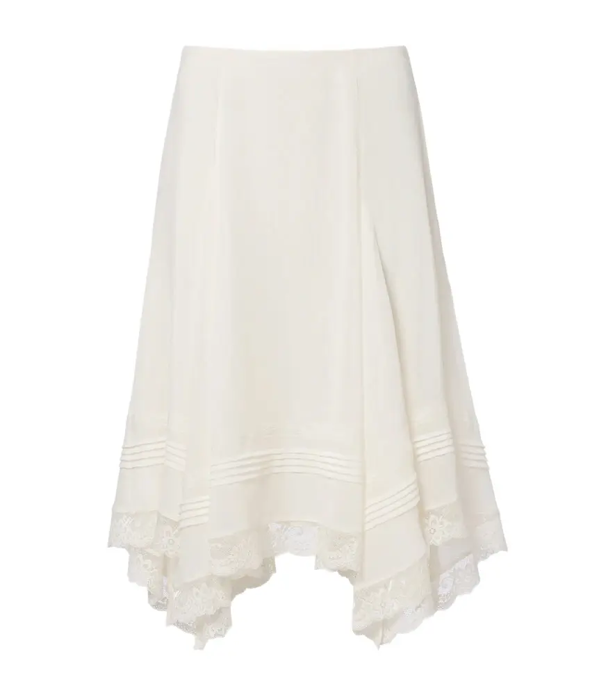 Xu Zhi Asymmetric lace-trimmed midi skirt | Image 1 Xu Zhi Asymmetric lace-trimmed midi skirt | Image 1