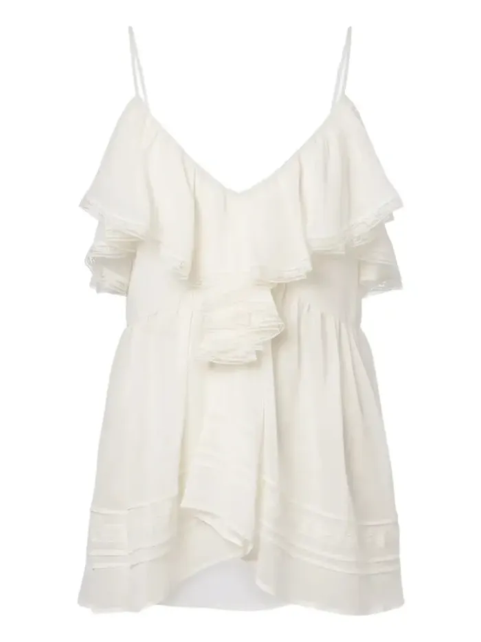 Ruffled lace-trimmed top Ruffled lace-trimmed top