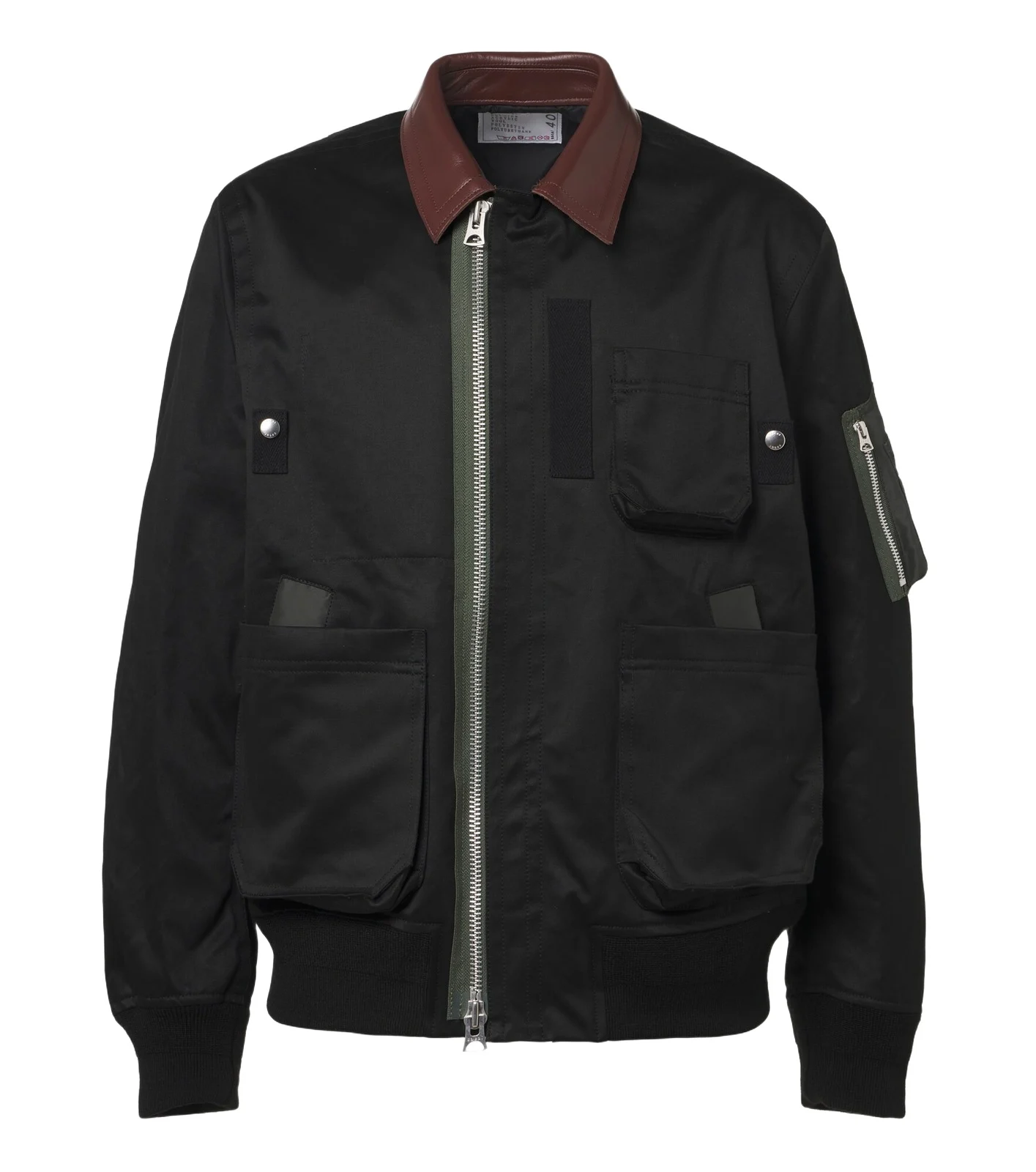 Leather-trimmed cotton blouson jacket Leather-trimmed cotton blouson jacket