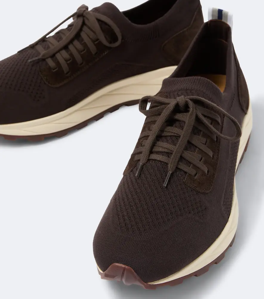 FEDELI Knitted suede-trimmed sneakers | Thumbnail 2